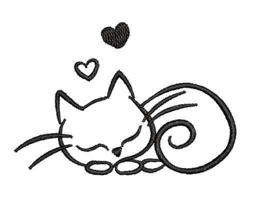 Sleeping Cat Machine Embroidery Design