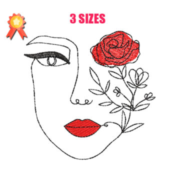 Woman With Flower Machine Embroidery Design