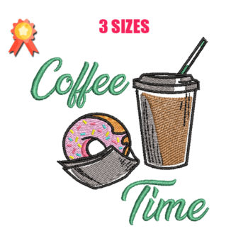 Coffee Time Machine Embroidery Design