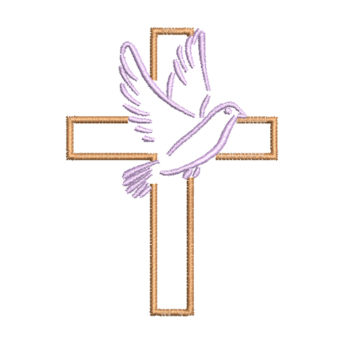 Dove With Cross Machine Embroidery Design