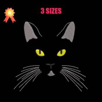 Black Cat Machine Embroidery Design