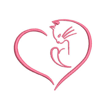 Heart Cat Machine Embroidery Design