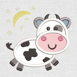 cow farm embroidery design