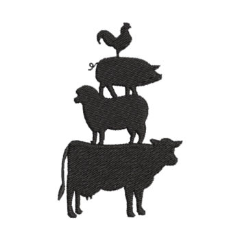 Animal Farm Silhouette Machine Embroidery Design