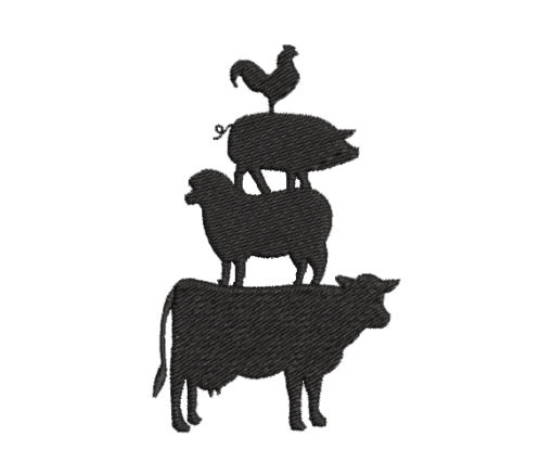 Animal Farm Silhouette Machine Embroidery Design