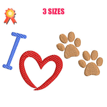 I Love Pets Machine Embroidery Design