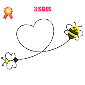Heart With Bee Machine Embroidery Design