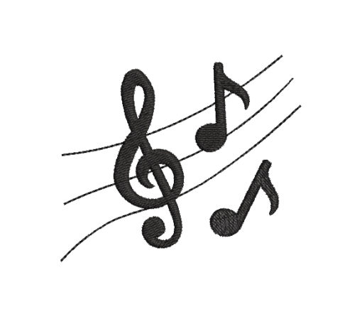 Music Score Silhouette Machine Embroidery Design