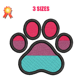 Paw Print Multicolor Machine Embroidery Design