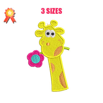 Giraffe With Flower Machine Embroidery Design