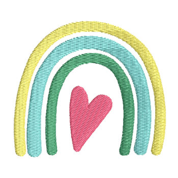 Rainbow With Heart Machine Embroidery Design