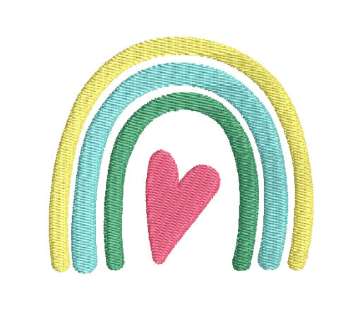 Rainbow With Heart Machine Embroidery Design