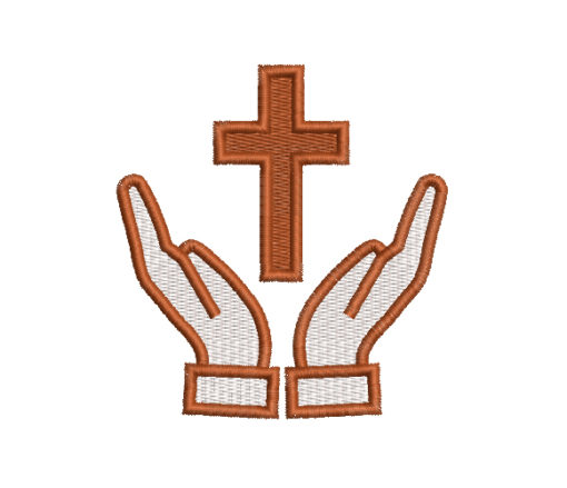 Hands and cross Machine Embroidery Design