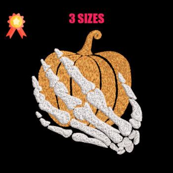 Pumpkin & Skeleton Hand Machine Embroidery Design